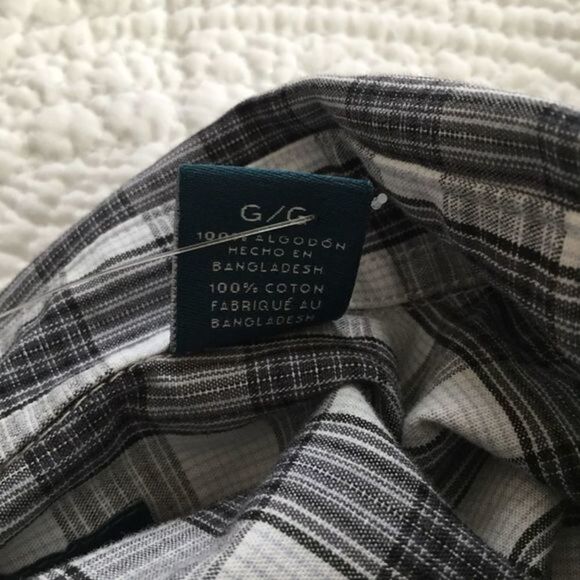 Perry Ellis Black Gray White Check Button Front Shirt L NWOT - Picture 7 of 9